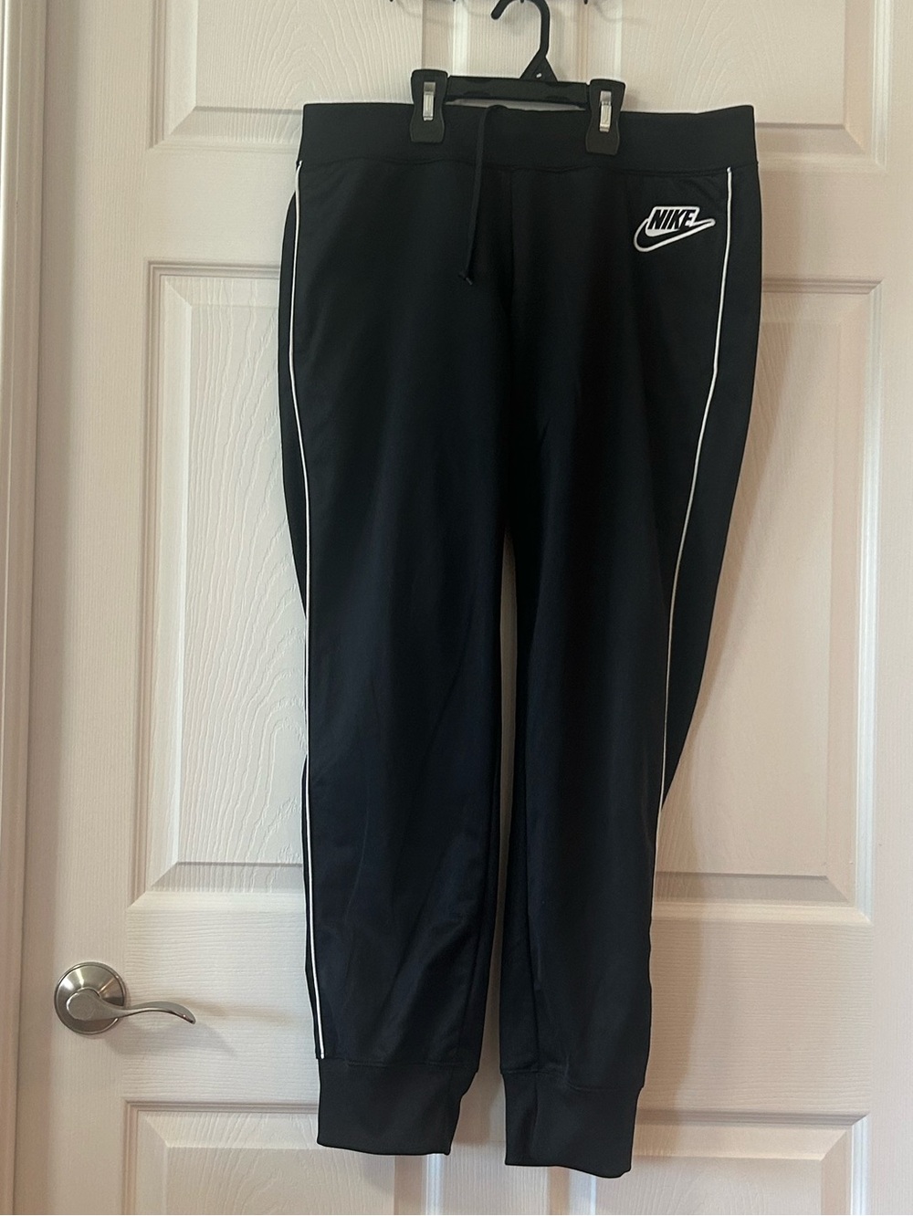 Nike Black Joggers with White Piping -